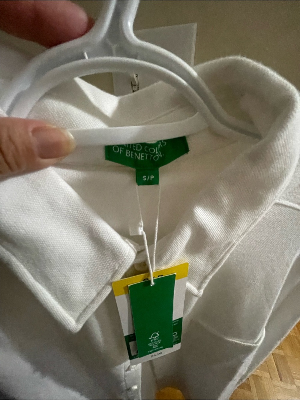 United Colors Of Benetton White Button-Front Polo